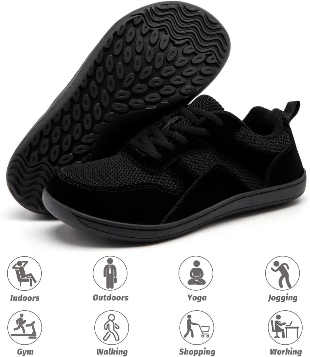 Women's Wide Toe Box Barefoot Sneakers Walking Slip On Shoes Zero Drop Running Sneakers Breathable Non Slip Casual Jogging Shoes