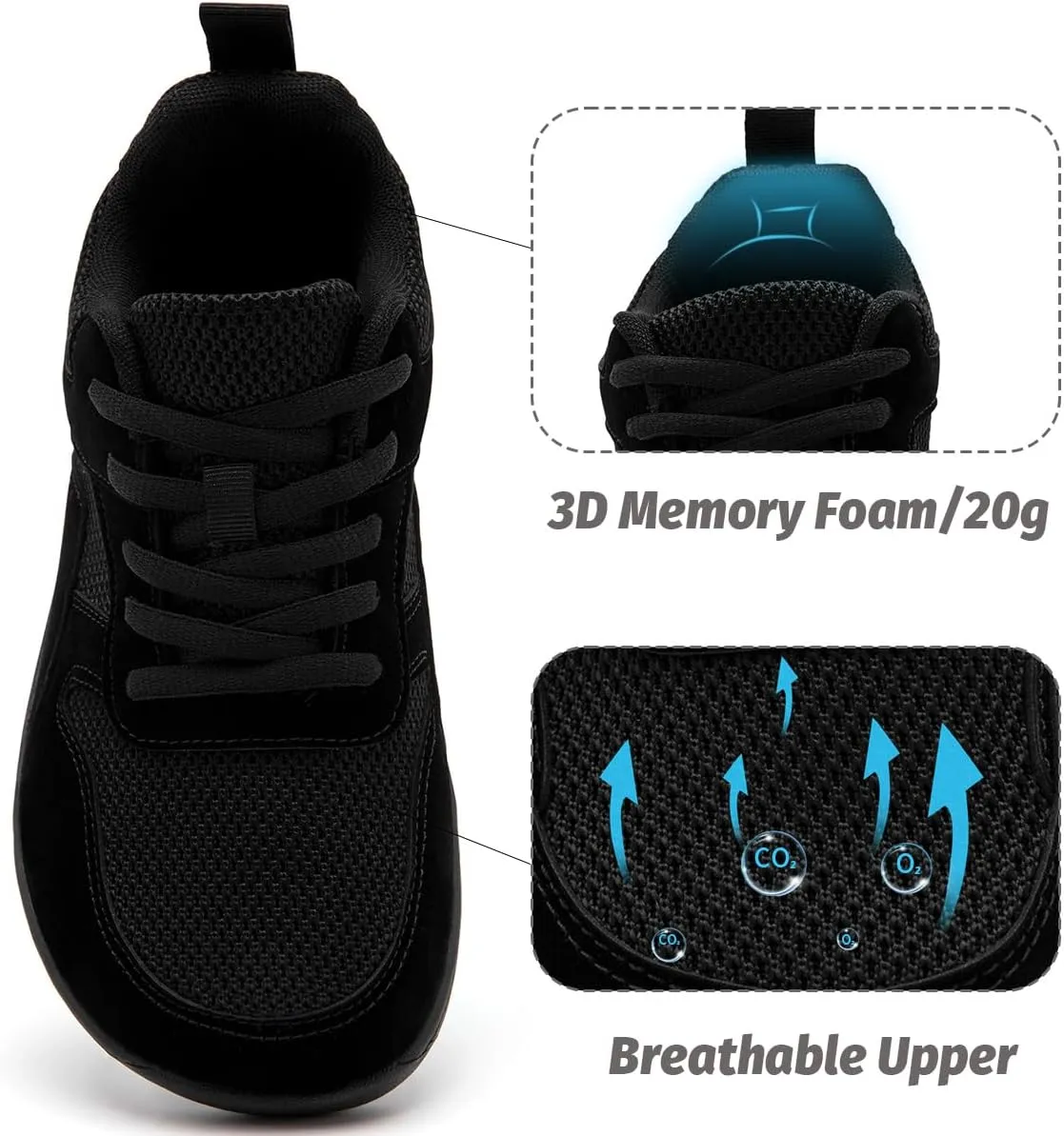 Women's Wide Toe Box Barefoot Sneakers Zero Drop Walking Jogging Shoes Breathable Non Slip Casual Jogging Shoes