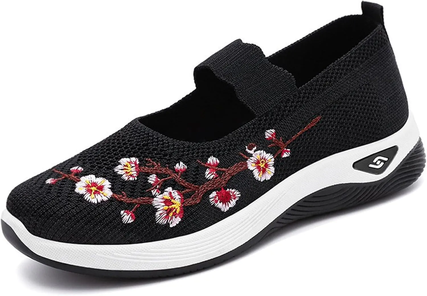 Women's Woven Orthopedic Breathable Soft Shoes Fashion Floral Embroidery Walking Shoes Comfy Platform Non Slip Work Shoe Casual Walking Sneakers