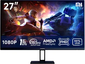 Xiaomi 27 inch Gaming Monitor, 165Hz 1ms Full HD 1920X1080 IPS Ultra Thin PC Monitor Gaming Computer Screen, 99% sRGB Desktop Screen with FreeSync Premium