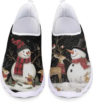 Xpyiqun Christmas Sneakers Slip On Shoes for Women Tennis Shoe Xmas Trainers Footwear