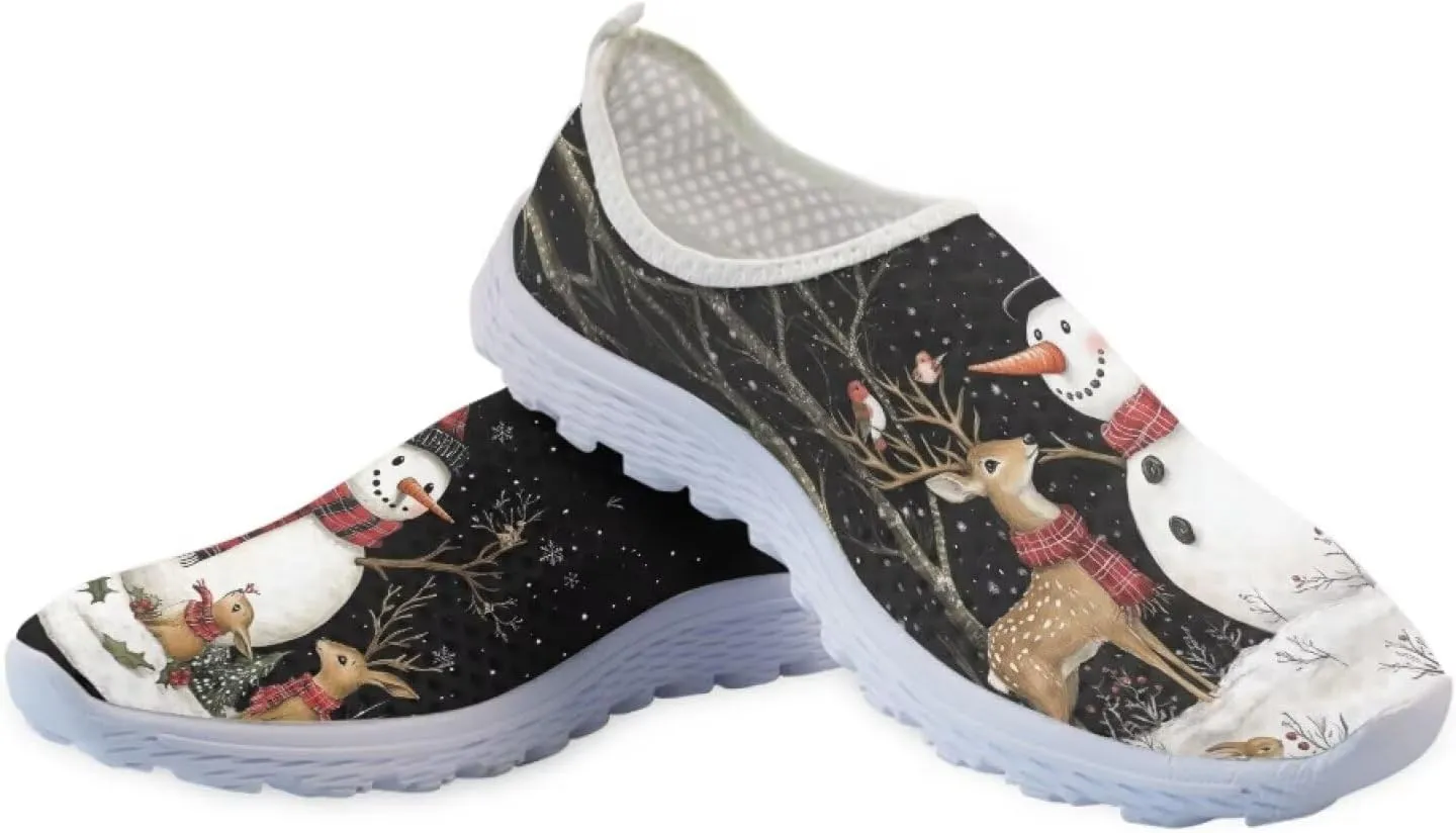 Xpyiqun Christmas Sneakers Slip On Shoes for Women Tennis Shoe Xmas Trainers Footwear