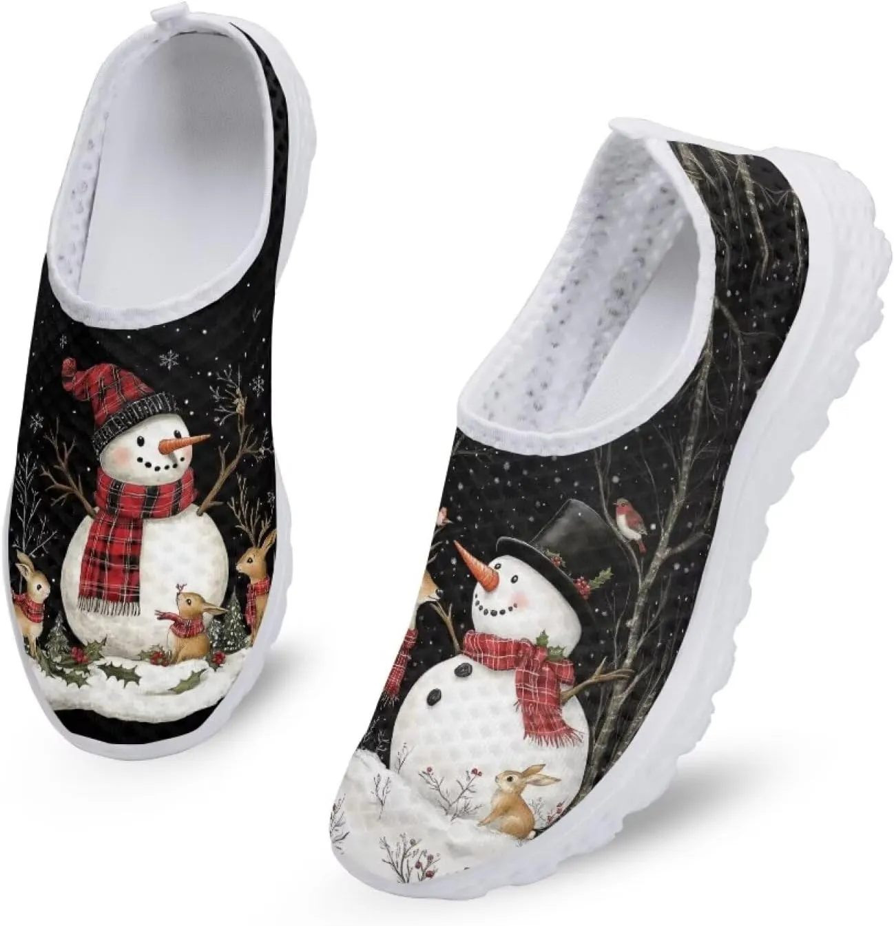 Xpyiqun Christmas Sneakers Slip On Shoes for Women Tennis Shoe Xmas Trainers Footwear