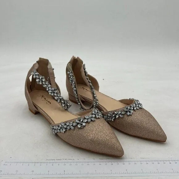 XYD Women Classic Pointed Toe D'Orsay Wedding Flat Sandals Sparkly Rhinestones