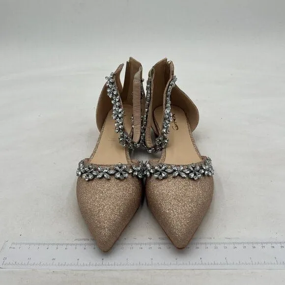 XYD Women Classic Pointed Toe D'Orsay Wedding Flat Sandals Sparkly Rhinestones