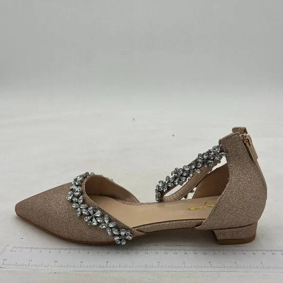 XYD Women Classic Pointed Toe D'Orsay Wedding Flat Sandals Sparkly Rhinestones
