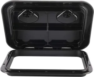 YaeMarine 17-1/4" x 12-3/8'' Marine Boat Deck Access Hatch & Lid, Black (440mm x 315mm)