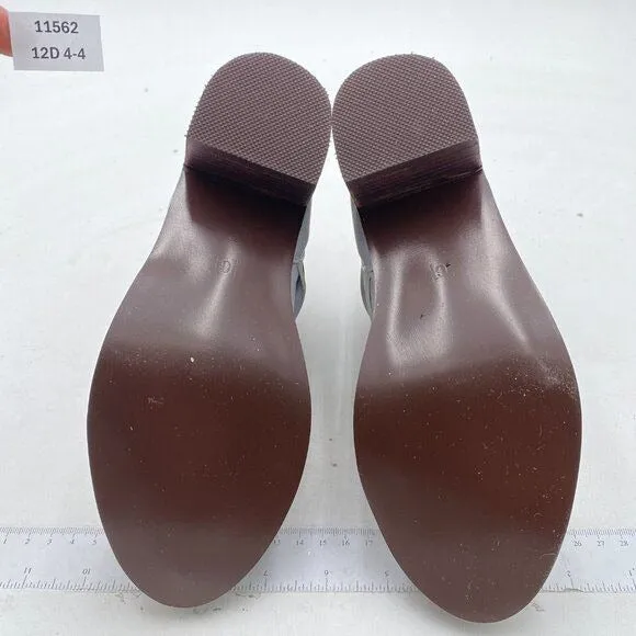 YDN Light Grey Vintage Round Toe Strappy Low Stacked Chunky Heel Ankle Boots