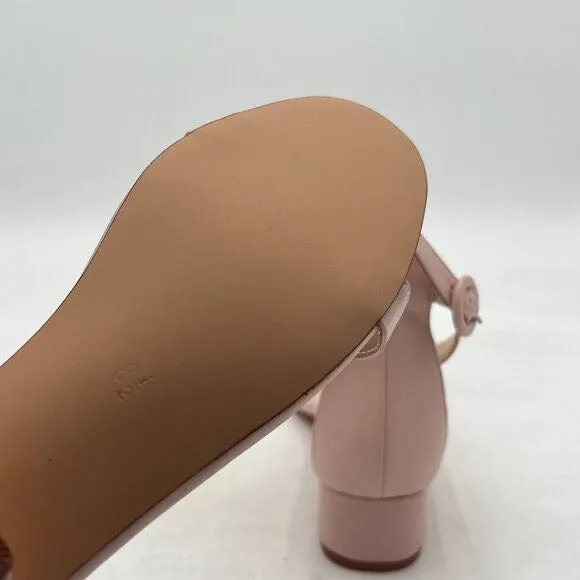 YDN Light Pink Low Heeled Ankle Strap Sandals Open Toe Block Shoe Buckle