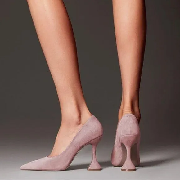YDN Light Pink Pointed Toe Slip on Pumps Special High Heel Shoe for Party Prom