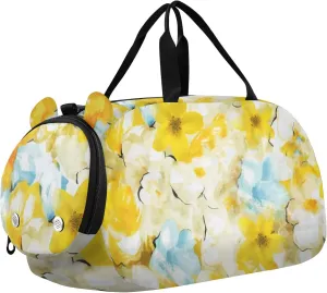 Yellow Light Blue White Flowers Duffel Bags for Boys Small Gym Bags for Teens Dance Bag for Girls