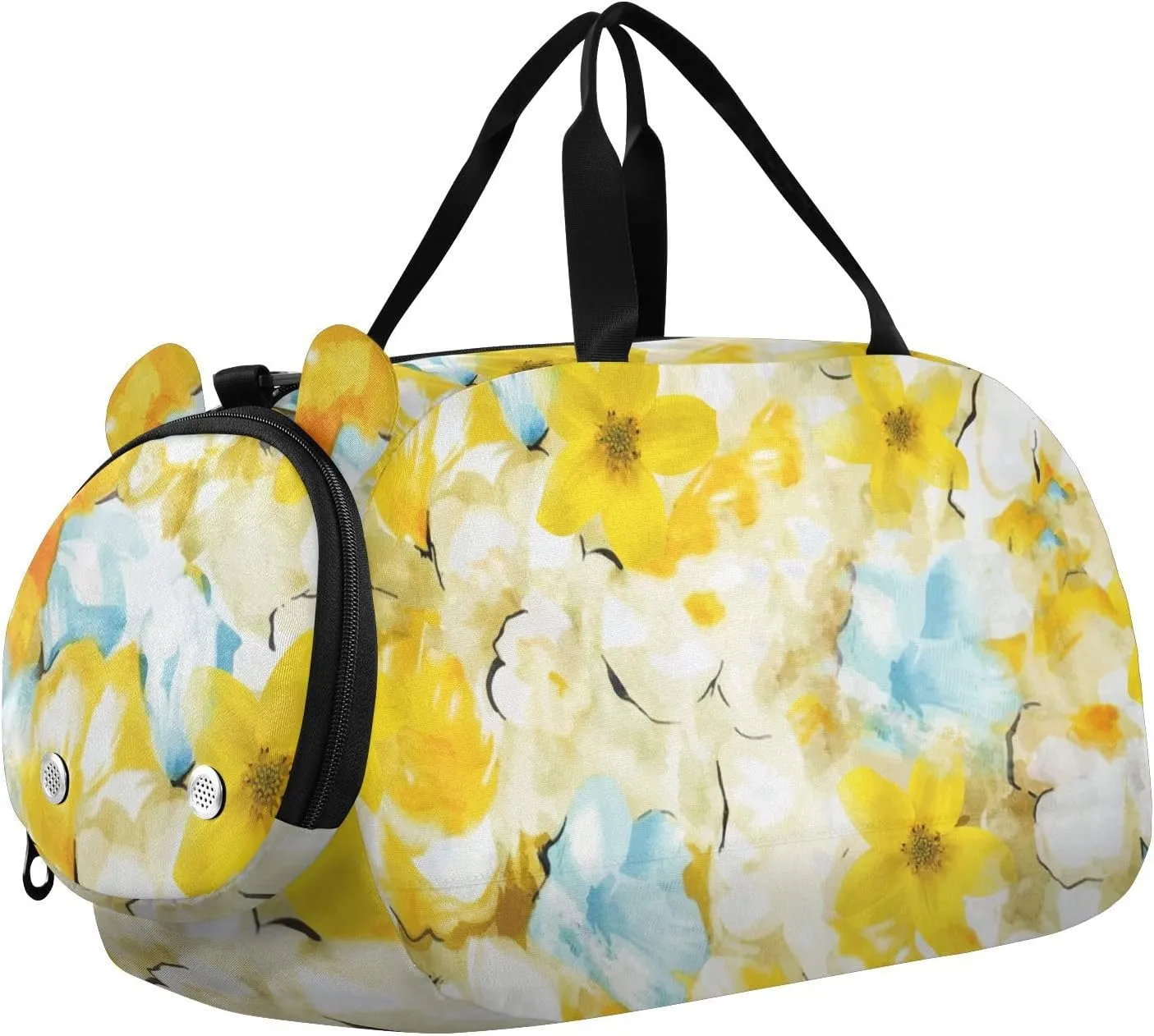 Yellow Light Blue White Flowers Duffel Bags for Boys Small Gym Bags for Teens Dance Bag for Girls