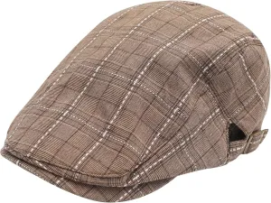 ZLYC Men Cotton Flat Cap Summer Scally Ivy Gatsby Newsboy Beret Driver Cabbie Hunting Hat
