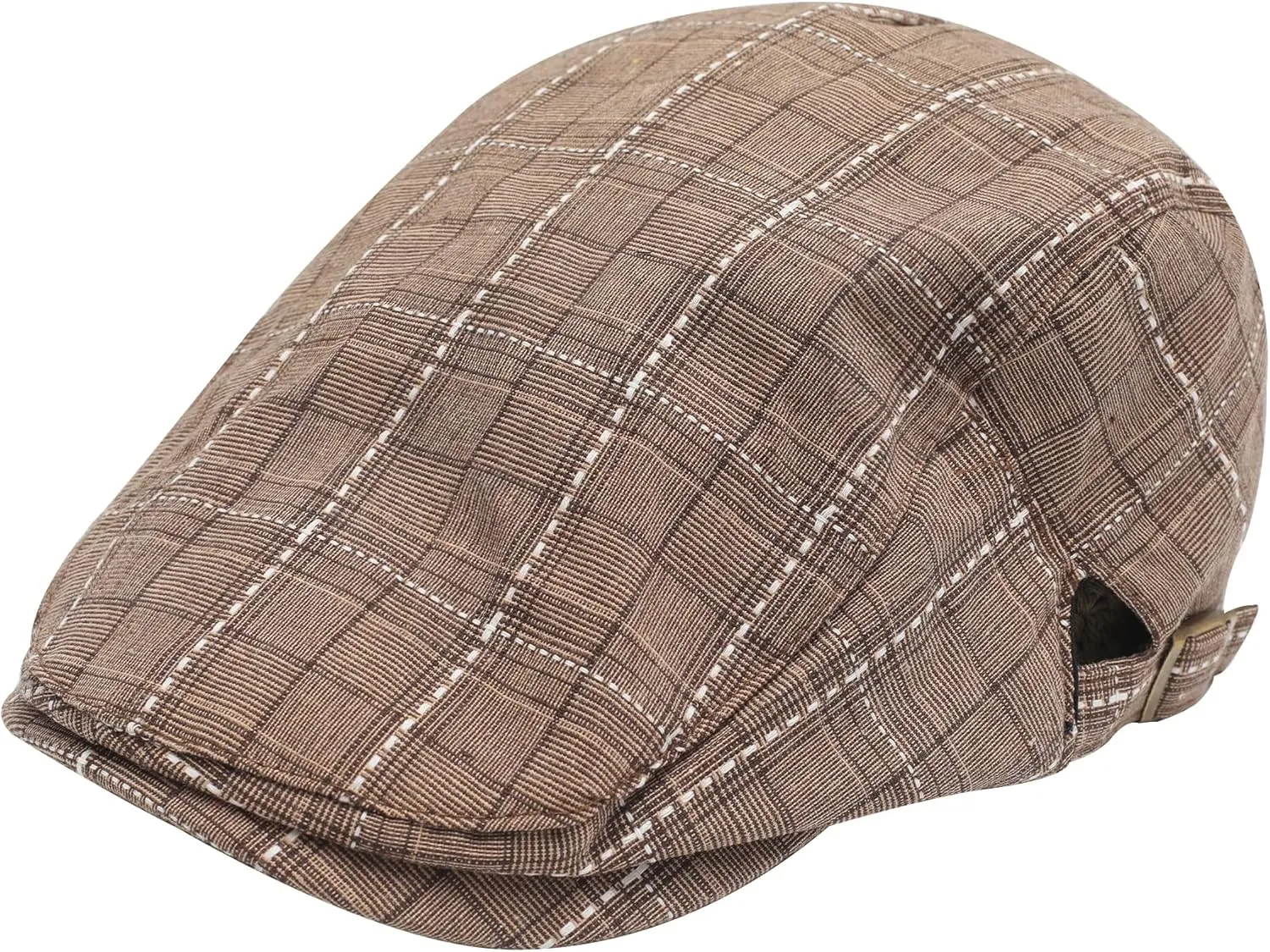 ZLYC Men Cotton Flat Cap Summer Scally Ivy Gatsby Newsboy Beret Driver Cabbie Hunting Hat