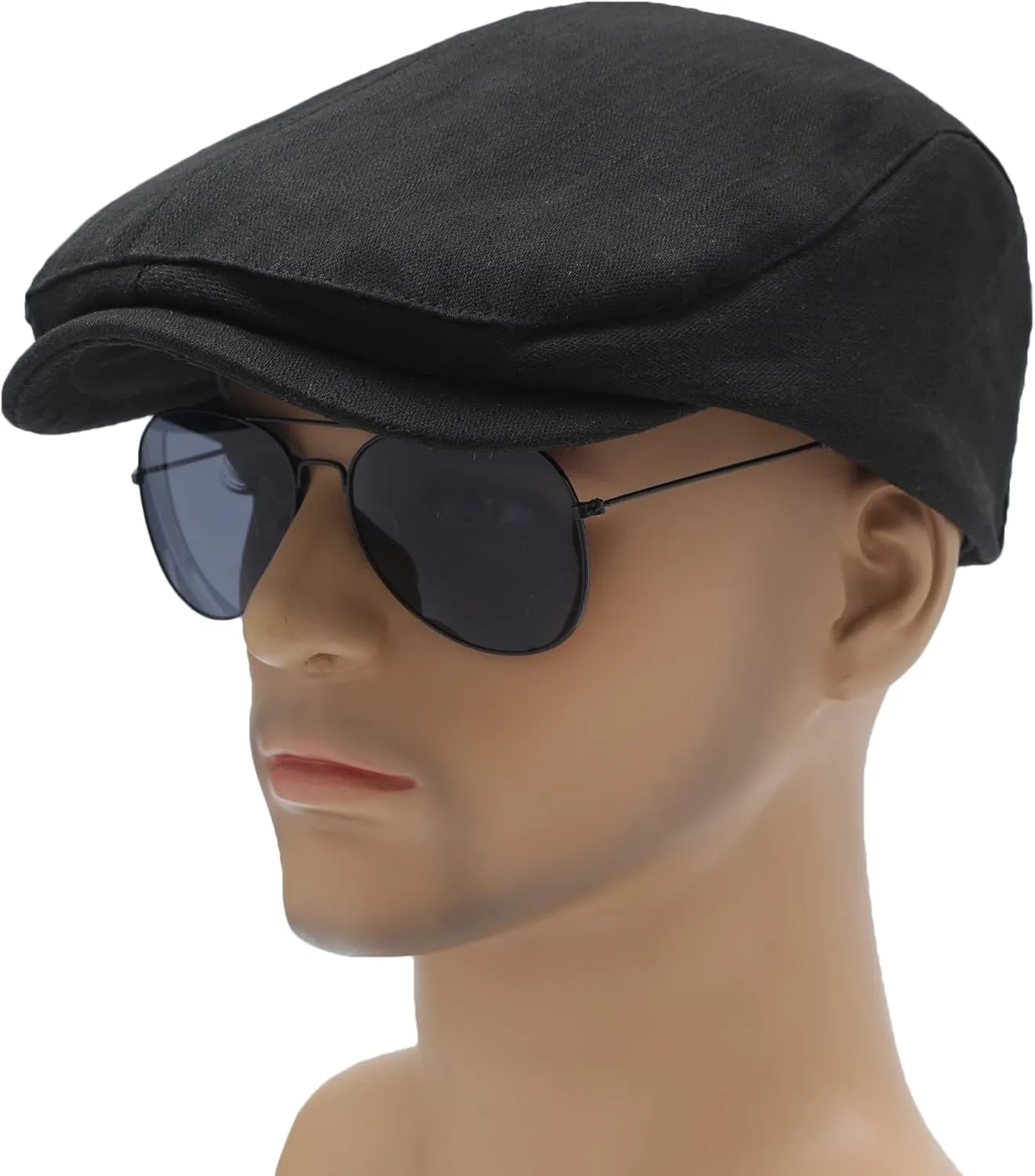 ZLYC Men Cotton Flat Cap Summer Scally Ivy Gatsby Newsboy Beret Driver Cabbie Hunting Hat
