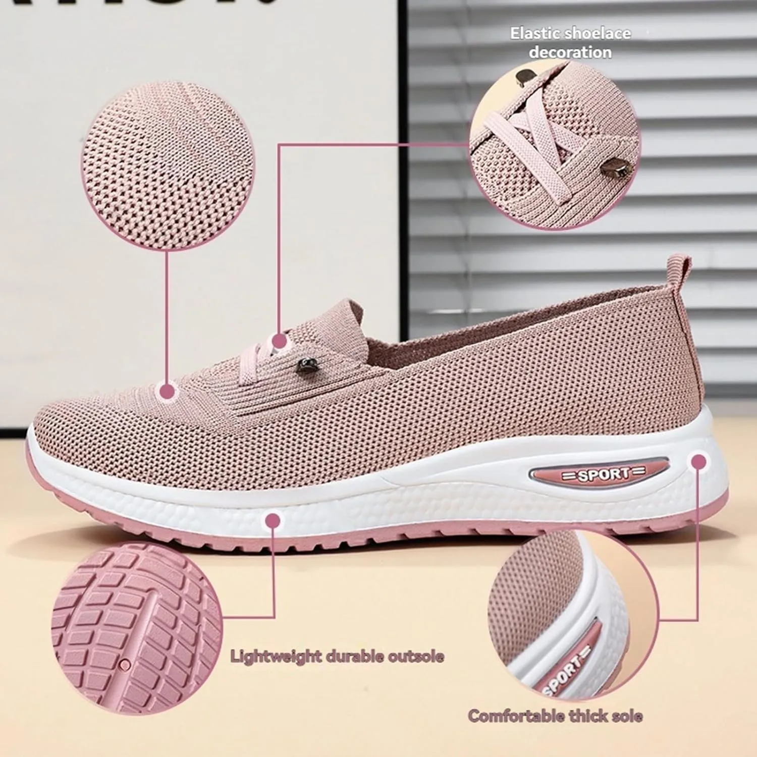 ZWRXW Women's Comfortable Walking Shoes Slip On Orthopedic Sneakers Breathable Mesh Knitted Woven Arch Support Non-Slip Shoes Tennis Athletic Casual Lightweight Wide Width Soft Shoe
